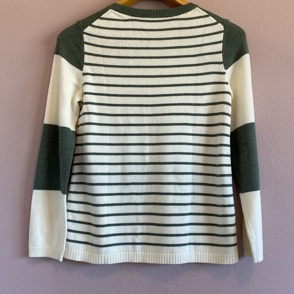 Talbots striped sweater, size M, Green & cream, NWT - Picture 2 of 10